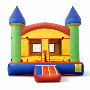 Modern Rainbow Bounce House (with Basketball Hoop)